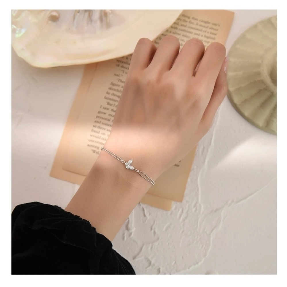 New 925 Sterling Silver Plated Butterfly Bracelet - Picture 2 of 4